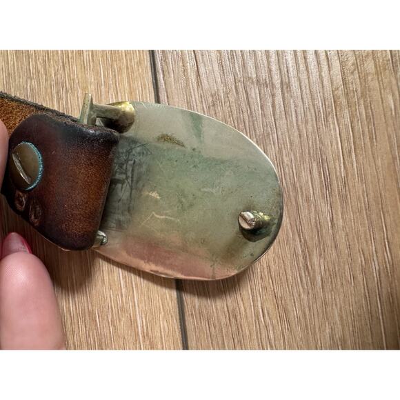 Vintage Mexican Tooled Silver & Abalone Women’s Belt Sz 28 Western Boho Artisan - Picture 4 of 15